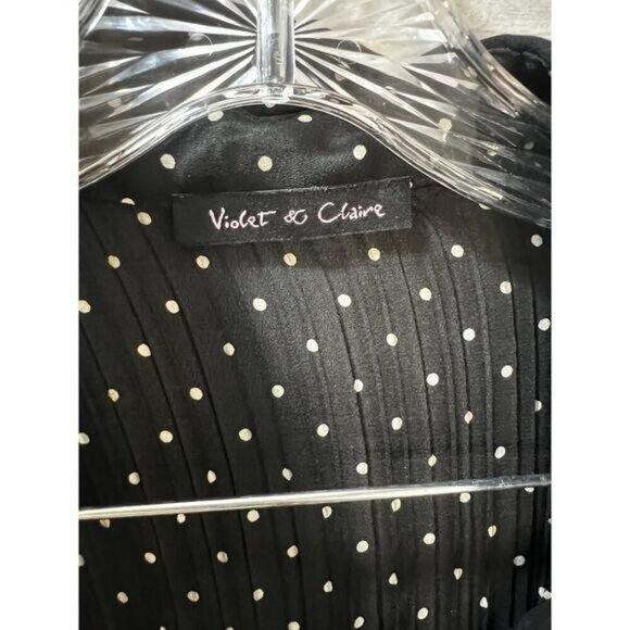 Violet & Claire Womens Button Up Polka-Dot Blouse Shirt Large - Picture 3 of 5